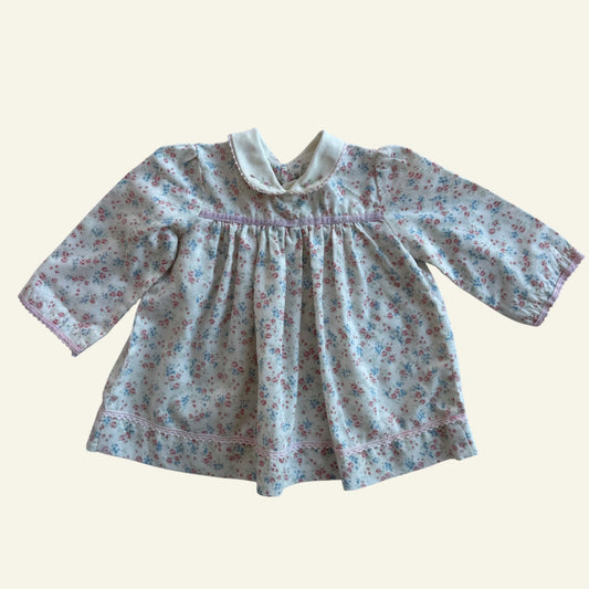 Vintage Daur Junior blue floral long sleeve dress size 00