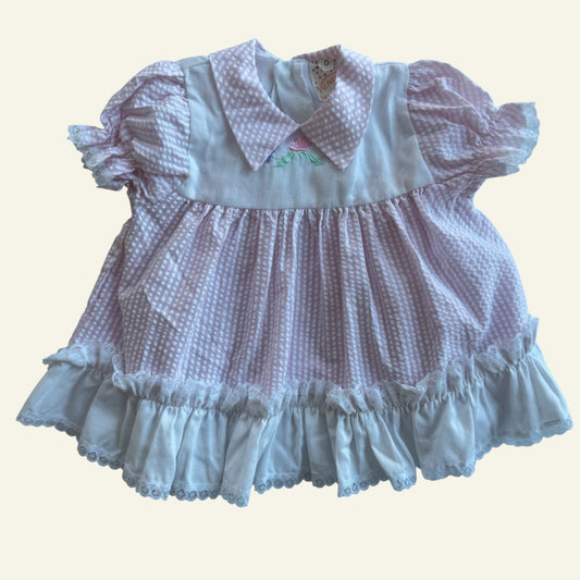 Vintage Vasanee pink stripe embroidered dress size 0
