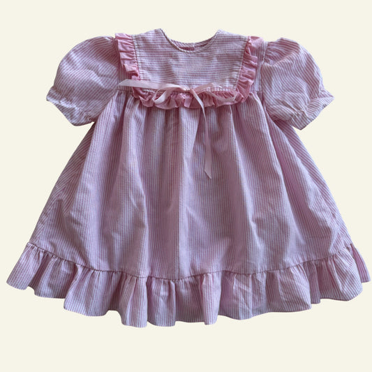 Vintage pink stripe dress with bow size 0