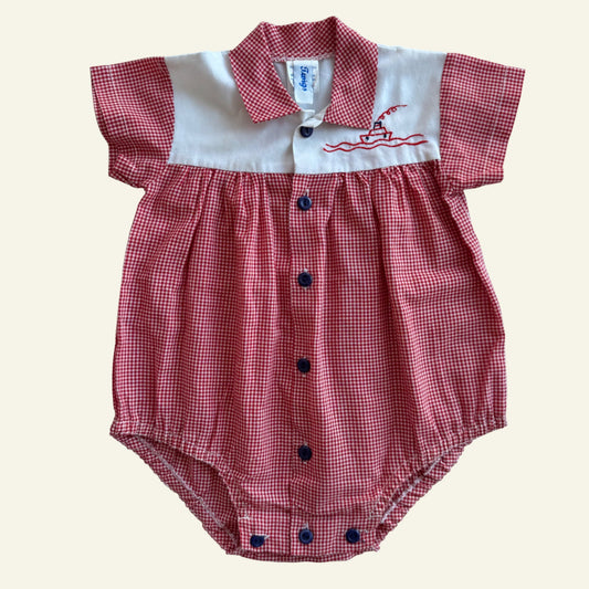 Vintage Twigs red gingham romper size 00
