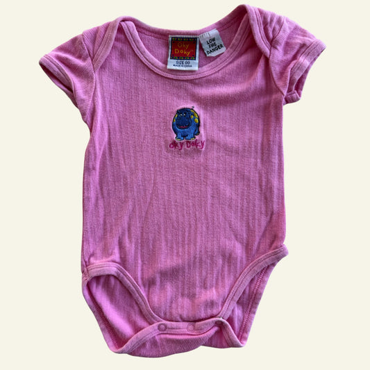 Vintage Oky Doky pink hippo bodysuit size 00