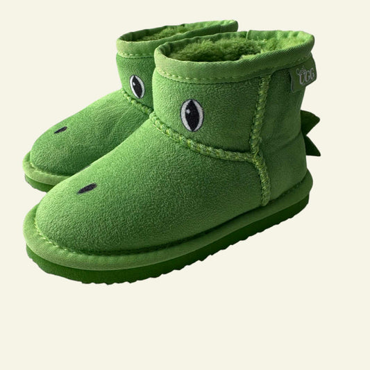 Grosby Ugg green dinosaur boots size 6 (Perfectly Imperfect)