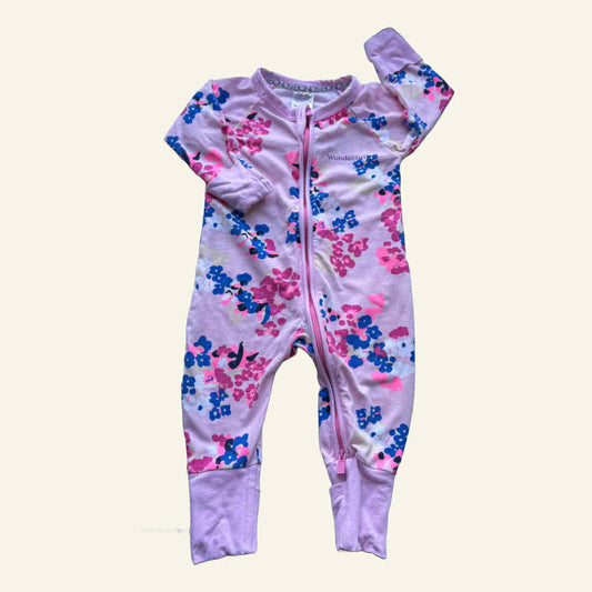 Bonds pink floral wondersuit size 000